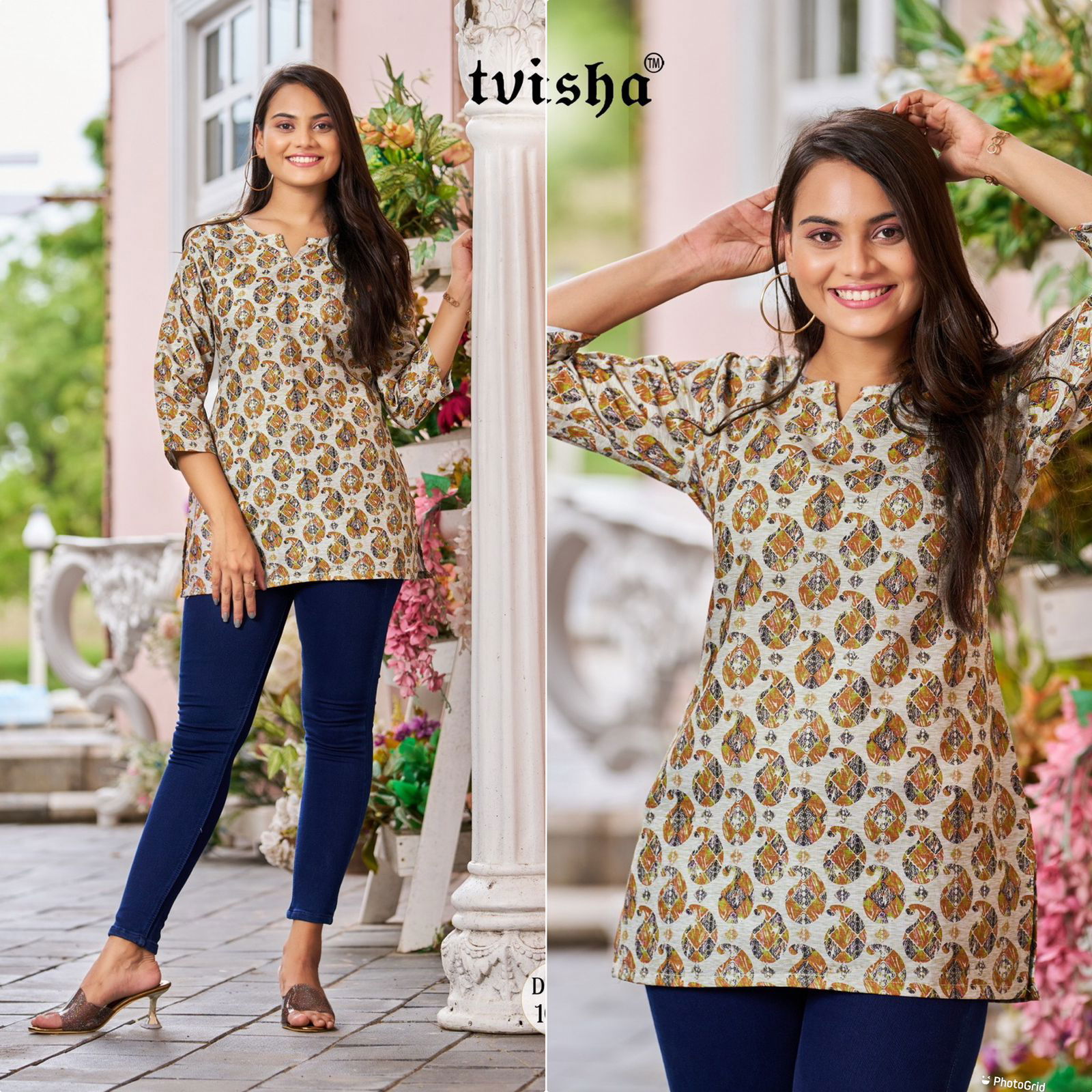 Blush Cotton Printed Regular And Officewear Tops Catalogue